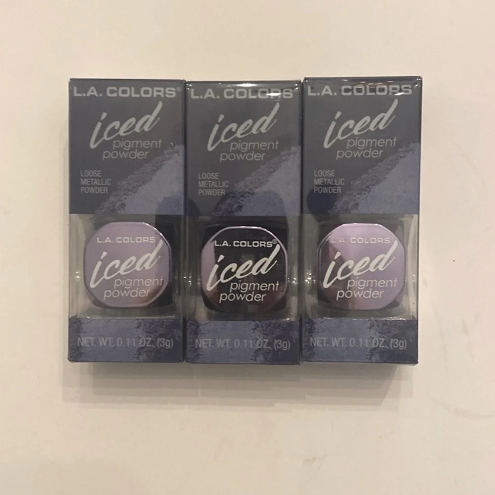 LA Colors 3 Pack NWT Iced Powder Pigment Eyeshadow Frost Set Glam Blue Purple OS - Picture 4 of 10